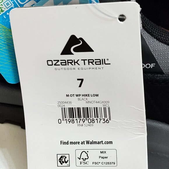 Ozark Trail Waterproof Hikers Low-Top Men's 7 Leather Upper Outdoor Trail NIB - Picture 10 of 11